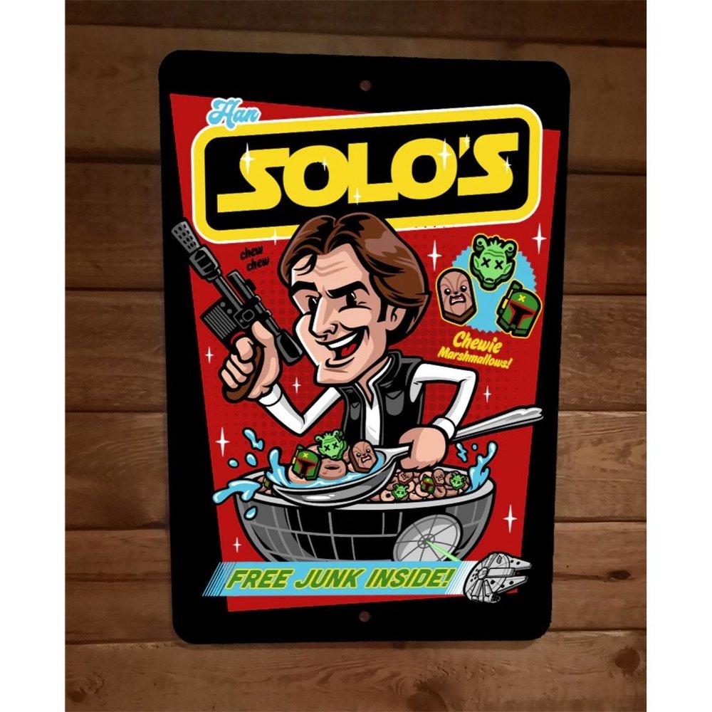 Han Solos Cereal Chewie Marshmallows Star Wars Parody 8x12 Metal Wall Sign
